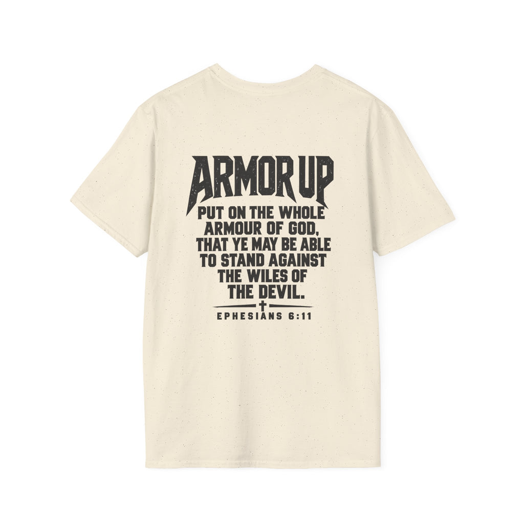 Armor Up Tee — Minimal Embossed 'ARMOR UP' Motivational White T-Shirt