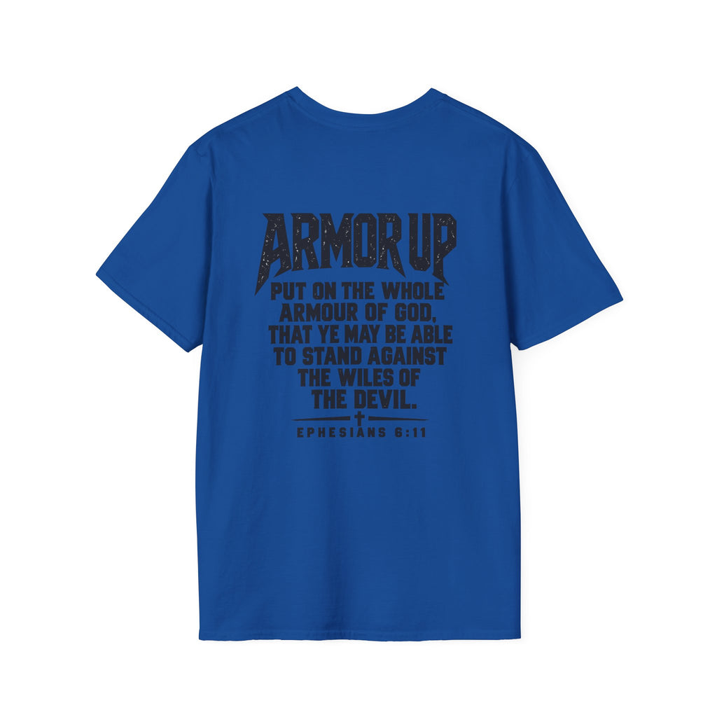 Armor Up Tee — Minimal Embossed 'ARMOR UP' Motivational White T-Shirt