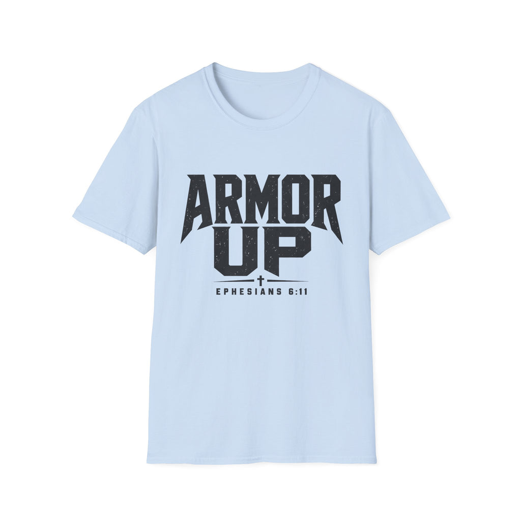 Armor Up Tee — Minimal Embossed 'ARMOR UP' Motivational White T-Shirt