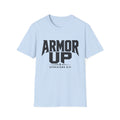 Armor Up Tee — Minimal Embossed 'ARMOR UP' Motivational White T-Shirt