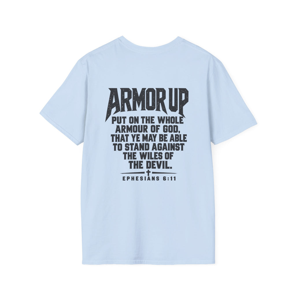 Armor Up Tee — Minimal Embossed 'ARMOR UP' Motivational White T-Shirt