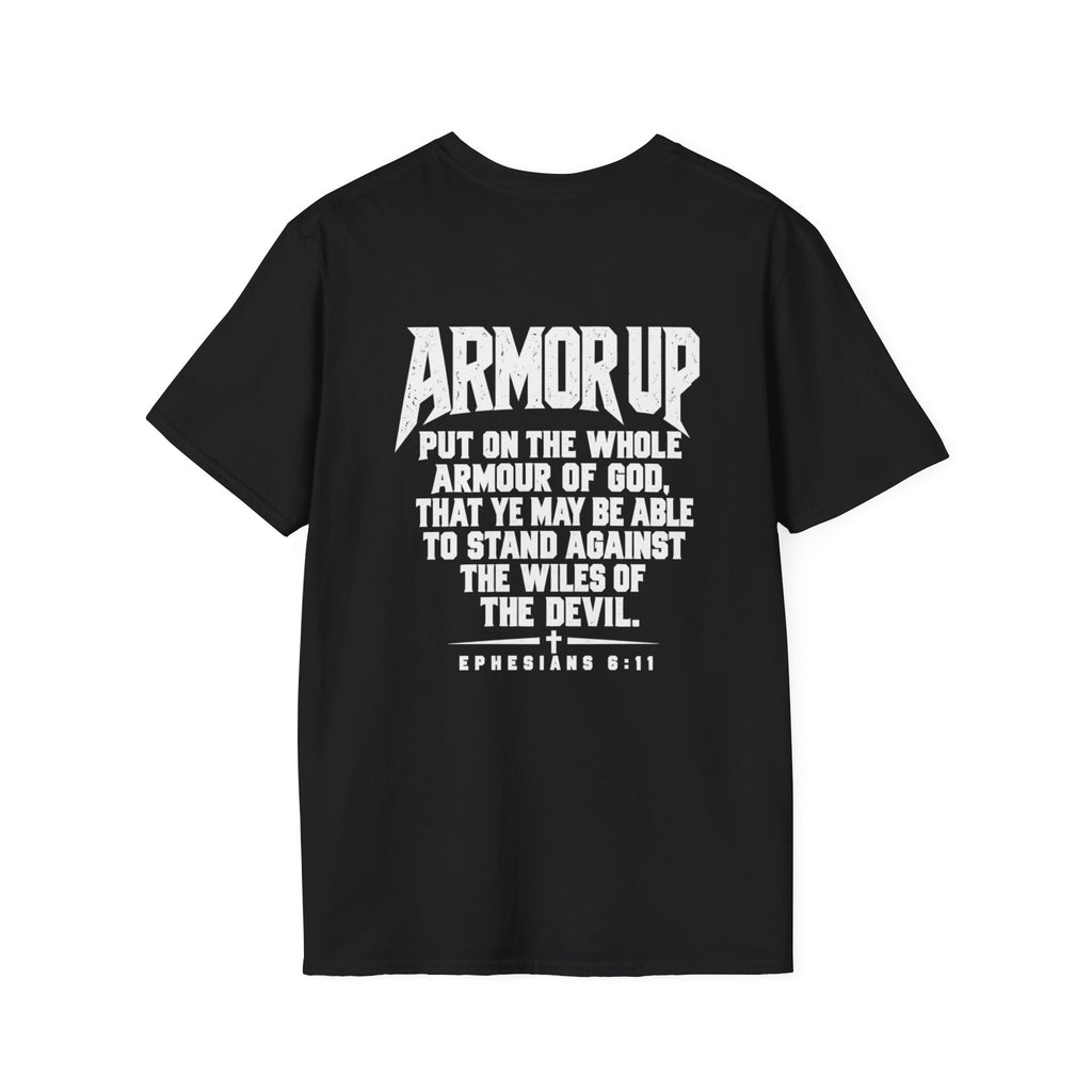 Armor Up Tee — Minimal Embossed 'ARMOR UP' Motivational White T-Shirt