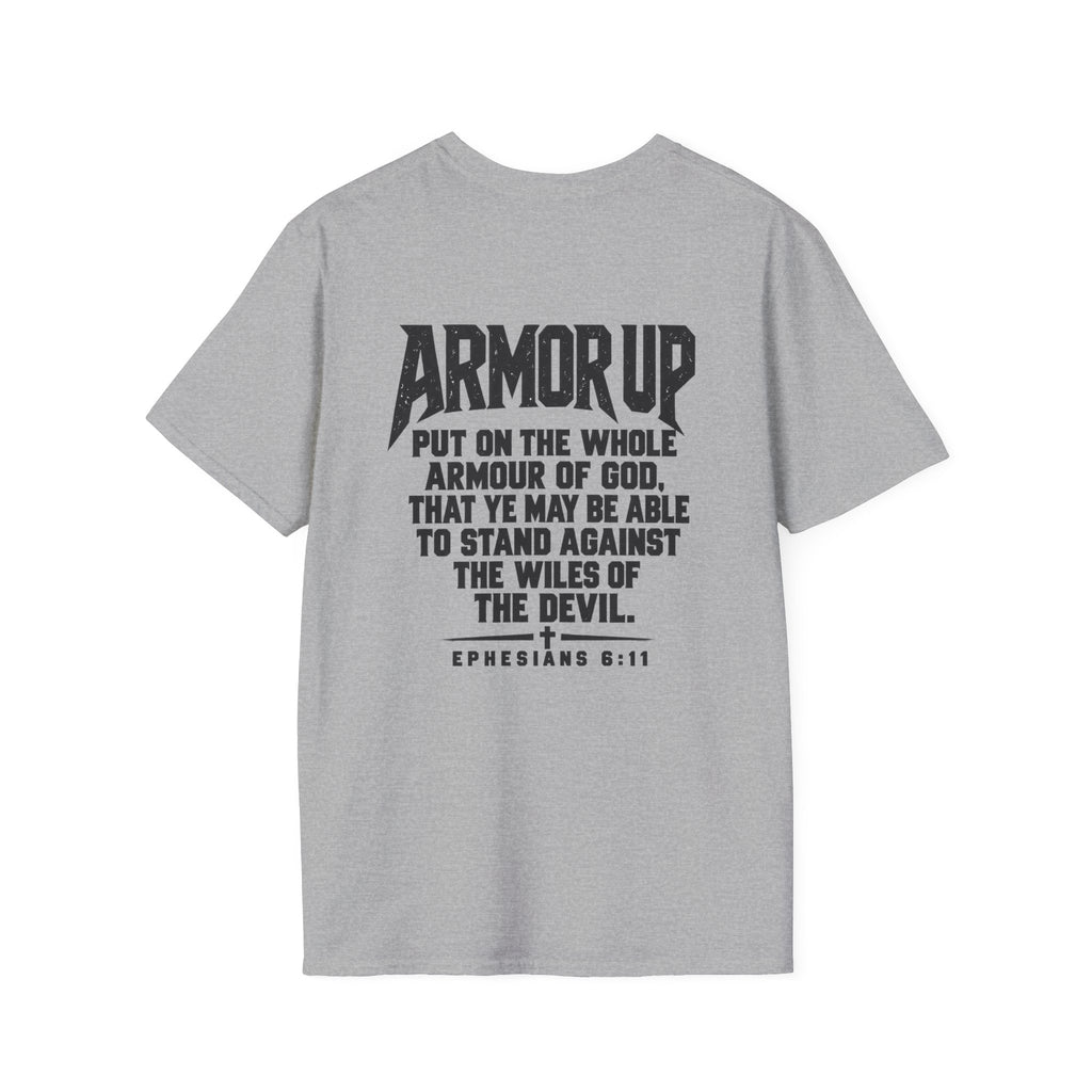 Armor Up Tee — Minimal Embossed 'ARMOR UP' Motivational White T-Shirt