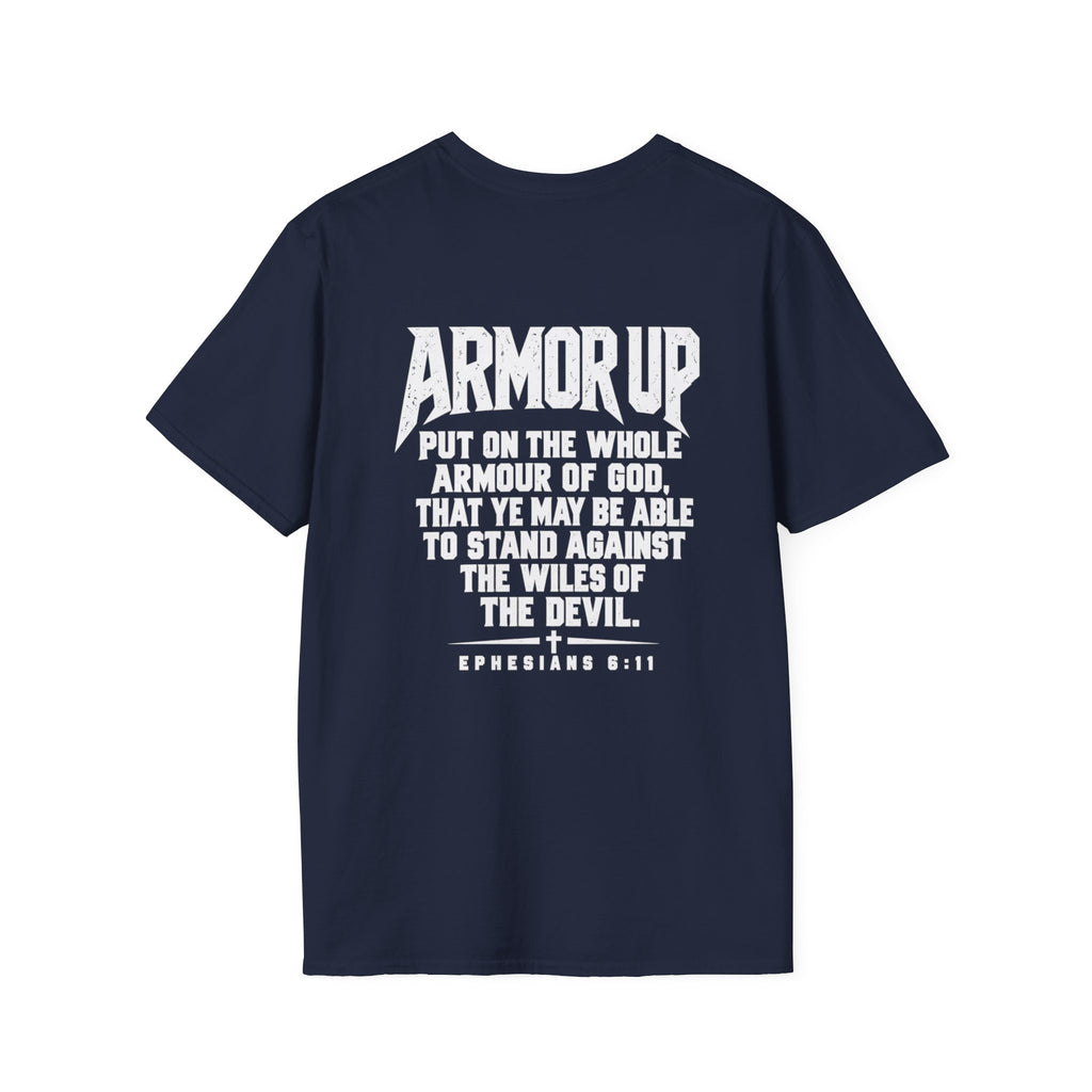 Armor Up Tee — Minimal Embossed 'ARMOR UP' Motivational White T-Shirt
