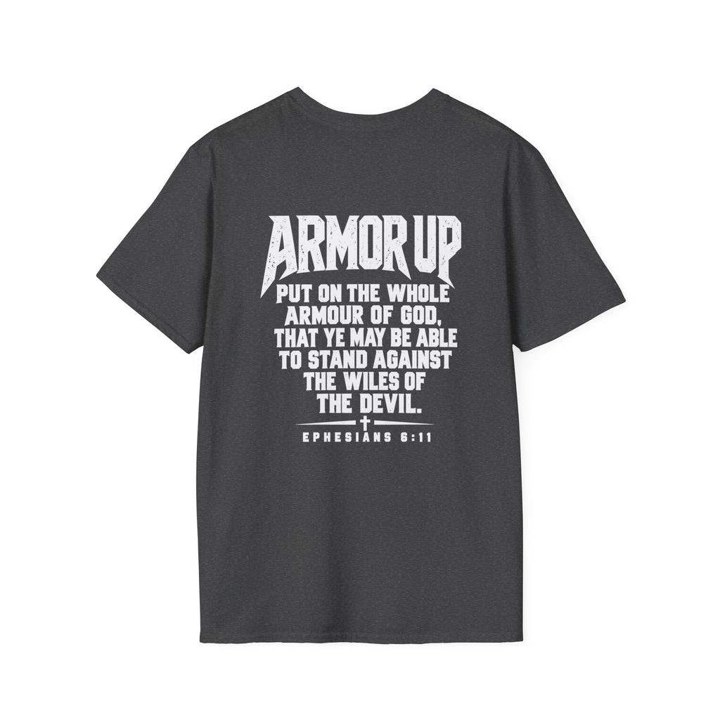 Armor Up Tee — Minimal Embossed 'ARMOR UP' Motivational White T-Shirt